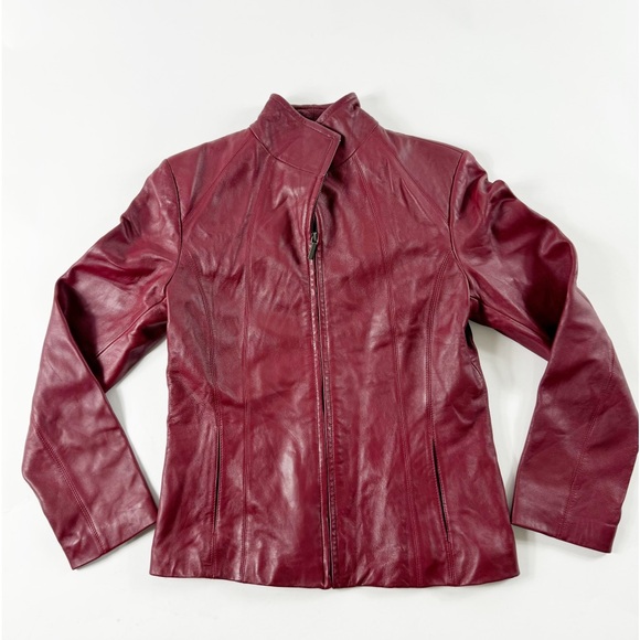 siena Jackets & Blazers - 🪩 267. SIENA women’s small wine red leather jacket full zip